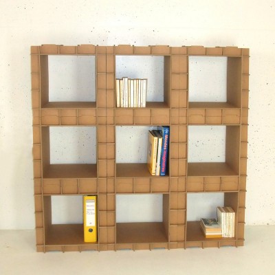 Kit meuble en carton - Module Stri-cube pour bibliothque en carton