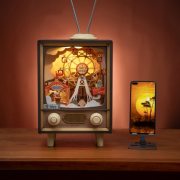 Kit Boîte à musique Téléviseur Vintage à fabriquer Sunset Carnival Puzzle 3D Bois lumineux à mécanisme