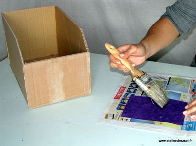 Tuto DIY Casier en carton - décoration papier violet