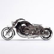 Maquette mécanique Métal Moto Chrome Rider 15 cm 90 pièces Inox Inertiel à remonter Time For Machine
