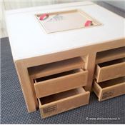 Table basse en carton Hoxane - Cot tiroirs - Carton brut