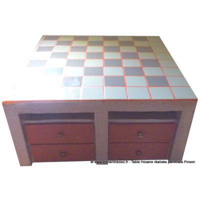 Table basse en carton Hoxane par Anas - Cot tiroirs - Dcoration papier et carrelage
