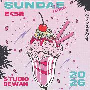 Calendrier mural 2026 Sundae Time Studio Bewan 12 illustrations 30X30 cm Blue Art Editions