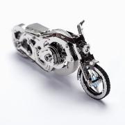 Maquette mécanique Métal Moto Chrome Rider 15 cm 90 pièces Inox Inertiel à remonter Time For Machine