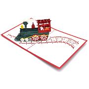 Carte pop-up Noël Train du Père-Noël 13x16 cm Wonkard