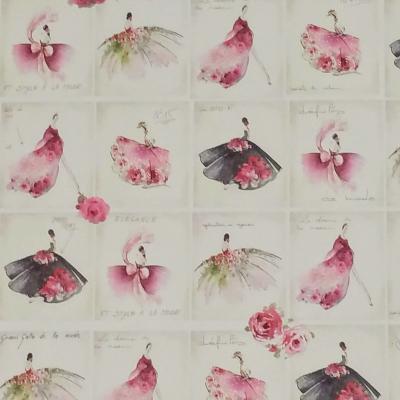 Papier italien imprimé Mode Robes roses 50x70 cm