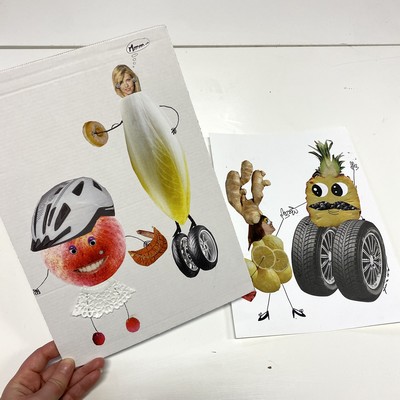 [Photo] Atelier Cratif Enfant Tableau Collage Fruits Fous