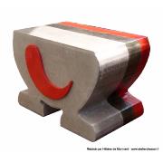 Tabouret en carton Hoscar par Hlne - Dcoration papier lokta gris et rouge