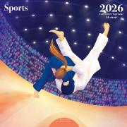 Calendrier mural 2026 Sport 12 illustrations 16 mois 30X30 cm Ed Desastre