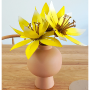 Kit de fabrication 3 Fleurs en Papier Jaune citrus H 28 cm x 15 cm Assembli