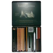 Set Dessin Esquisse Monochrome Pitt 21 pièces Boite métal Faber Castel