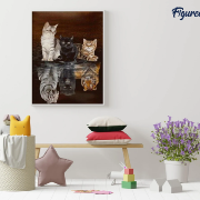 Broderie Diamant Chatons reflets Félins Toile complète roulée 40x50 Diamants carrés Figure d'Art