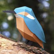 Kit de pliage Prédécoupé Martin-Pêcheur 13 cm Oiseau en Papier 3D Plego