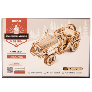 Maquette Bois Voiture Jeep de l'Armée 19cm Puzzle 3D de 369 pièces MC701 Rokr