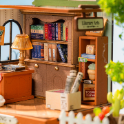 Kit Maquette Bois Univers miniature Librairie The Muse Bookshop 12x10x10 cm 114 pièces DS040 Rolife