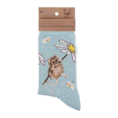 Chaussettes Femme Vert clair Souris Marguerite Bambou Taille unique 37-42 Wrendale