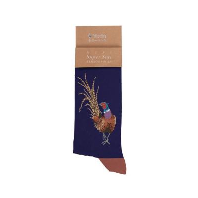 Chaussettes Homme Bleu Marine Faisan Bambou Taille unique 41-46 Wrendale