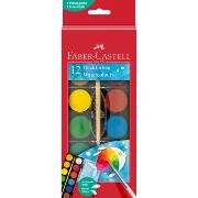 Boite Pastille Gouache 12 godets Pinceau Faber Castell