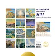 Calendrier mural Luxe 2025 Au Clair de Lune 12 illustrations 12 mois Doré Or chaud 30X30 cm Ed Desastre