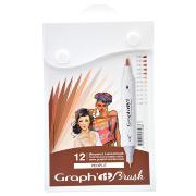 Feutres Graph'It Brush 12 couleurs People Marqueurs à Alcool Double-Pointe Pinceau et Fine