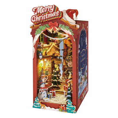 Kit Maquette Book Nook à fabriquer Scène de Noël Christmas Street 13x19x25 cm TGC06 Serre-livres 3D miniature Rolife