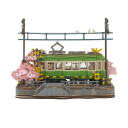 Kit Maquette 3D Puzzle Tram vert Sakura Journey 23x14x17 cm TGS02 Création Set Lumineux Rolife