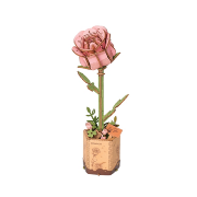 Maquette Bois Pot de Fleurs Rose Rose Puzzle 3D de 104 pièces TW041 Rolife
