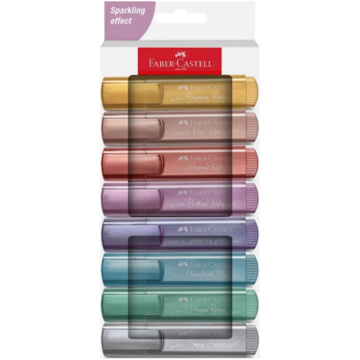 Pochette 8 Feutres Surligneurs Métallisés Pointe biseau Textliner Faber Castell