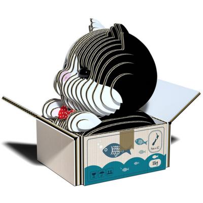 Mini-maquette Eugy Chat Tuxedo dans Boite 7.4 cm à construire en Carton 3D