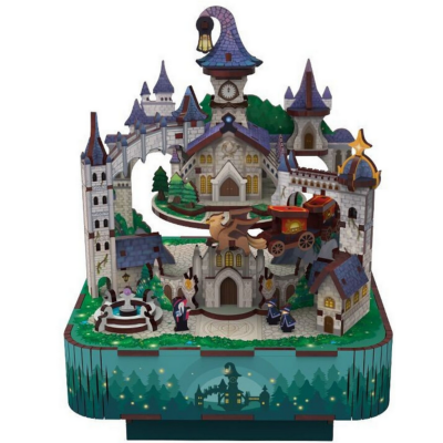 Kit Boîte à musique Chateau Magique 19 cm Puzzle 3D Bois mécanisme à manivelle 111 pièces Tonecheer