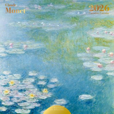 Calendrier mural Luxe 2026 Claude Monet 12 illustrations 12 mois Doré Or chaud 30X30 cm Ed Desastre