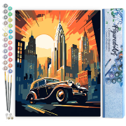 Peinture par numéros Voiture Art déco New-York Toile roulée 40x50 cm Figure d'Art