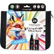 Feutres Graph'It 24 couleurs Classic Marqueurs à Alcool Double-Pointe Biseau et Fine