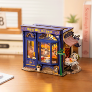 Kit Maquette 3D Salon de Thé Bleu miniature à fabriquer 24x28x16 cm DG171 Rolife