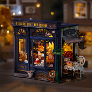 Kit Maquette 3D Salon de Thé Bleu miniature à fabriquer 24x28x16 cm DG171 Rolife