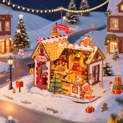 Kit Maquette 3D Noël Maison de Pain d'épice miniature à fabriquer 23x17x22 cm DG176 250 pièces Rolife