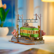 Kit Maquette 3D Puzzle Tram vert Sakura Journey 23x14x17 cm TGS02 Création Set Lumineux Rolife