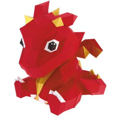 Kit de pliage Prédécoupé Petit Dragon Rouge et Jaune 37x30x26 Agent Paper