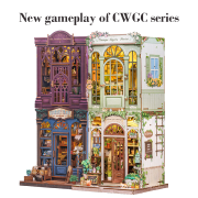 Kit Maquette Green Life Bookshop 18x16x16 cm CWGC203 Librairie Verte 3D avec Vitre anti-poussière Cutebee