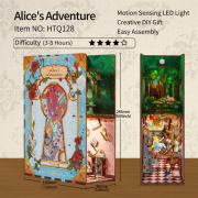 Kit Maquette Book Nook Alice au Pays des Merveilles 18x8x24.5 cm HTQ128 Serre-livres Alice's Adventure Miniature 3D