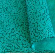 Papier Népalais Lokta Grosse fleur Kikou Turquoise Motif Gris 50x75 cm