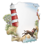 Carte 3D Cabanes de Plage Chiens 16x16 Décor en relief avec enveloppe
