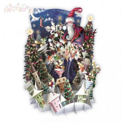 Carte Noël 3D Village du Père-Noël Santa's Village 16x16 Décor en relief avec enveloppe