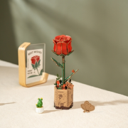Maquette Bois Pot de Fleurs Rose Rouge Puzzle 3D de 106 pièces TW042 Rolife