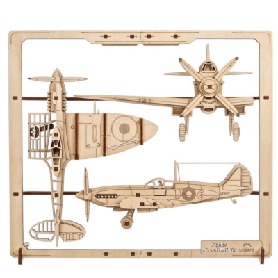 Ugears Maquette Cadre Bois Avion Fighter Puzzle 2.5D