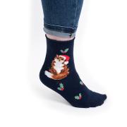 Chaussettes Femme Marine Renard Bonnet Noël Bambou Taille unique 37-42 Wrendale