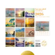 Calendrier mural Luxe 2026 Face au Soleil 12 illustrations 12 mois Doré Or chaud 30X30 cm Ed Desastre