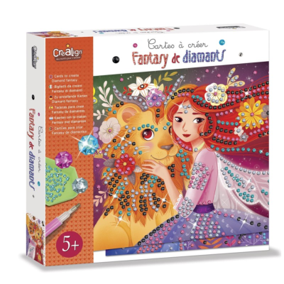 Coffret Cartes à créer Fantasy de Diamants 3 Cartes et Chevalet Crealign