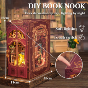 Kit Maquette Book Nook Library of Wisdom 18x11x23 cm DC03 Serre-livres 3D avec Vitre anti-poussière CuteBee