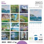 Calendrier mural 2025 Claude Monet 12 illustrations 16 mois 30X30 cm Ed Desastre